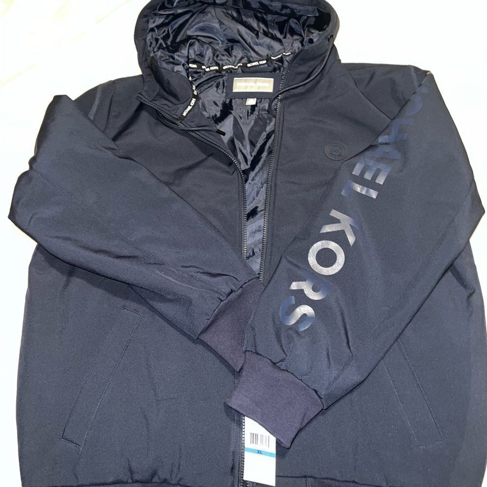 Michael Kors Men's Dark Blue Windbreaker with Logo